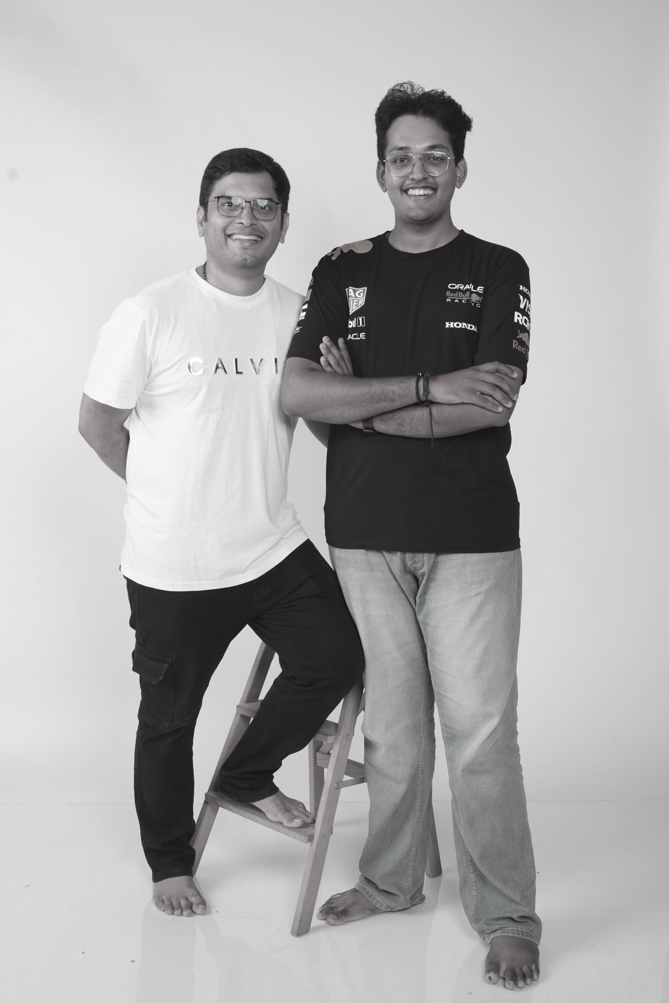 Two brothers posing B&W